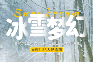 冰雪梦幻A线2-28人舒适团 | 2024相约东北，纵穿东北两省+雪地温泉+5S滑雪+徒步梦幻雪山+网红雪地摩托冲浪