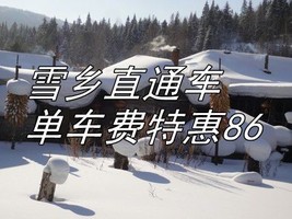 雪乡直通车马迭尔宾馆和雪乡出发天天发车，单程车费特惠86元/春节110元