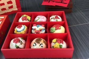 胶东花饽饽·【九格花饽饽礼盒】9款不同的图案和造型花饽饽，搭配在一起有丰富碰撞的色彩