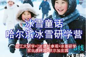 冰雪亲子研学营丨哈尔滨5天4晚丨哈工大研学+731遗址参观+冰壶研学+东北虎林园+伏尔加庄园 冰雪童话B线