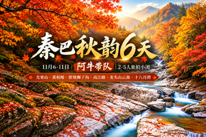 【秦巴秋韵6天】阿牛带队！2-5人旅拍小团！光雾山-黄柏塬-留坝狮子沟-最美乡村公路高江路-龙头山云海-十八月潭