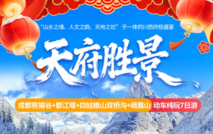 【动车·天府胜景】熊猫谷 都江堰 双桥沟 峨眉山 乐山大佛动车纯玩7日游