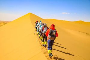 腾格里沙漠•轻装徒步｜烟花篝火晚会｜越野车冲沙｜沙漠星空露营｜绿洲走廊