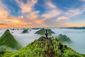 【广西首届山地徒步大会4/5天，高铁出行】徒步打卡剑龙山-浩坤湖-天坑地心穿越-观德天跨国瀑布-游峒那屿湾田园风光