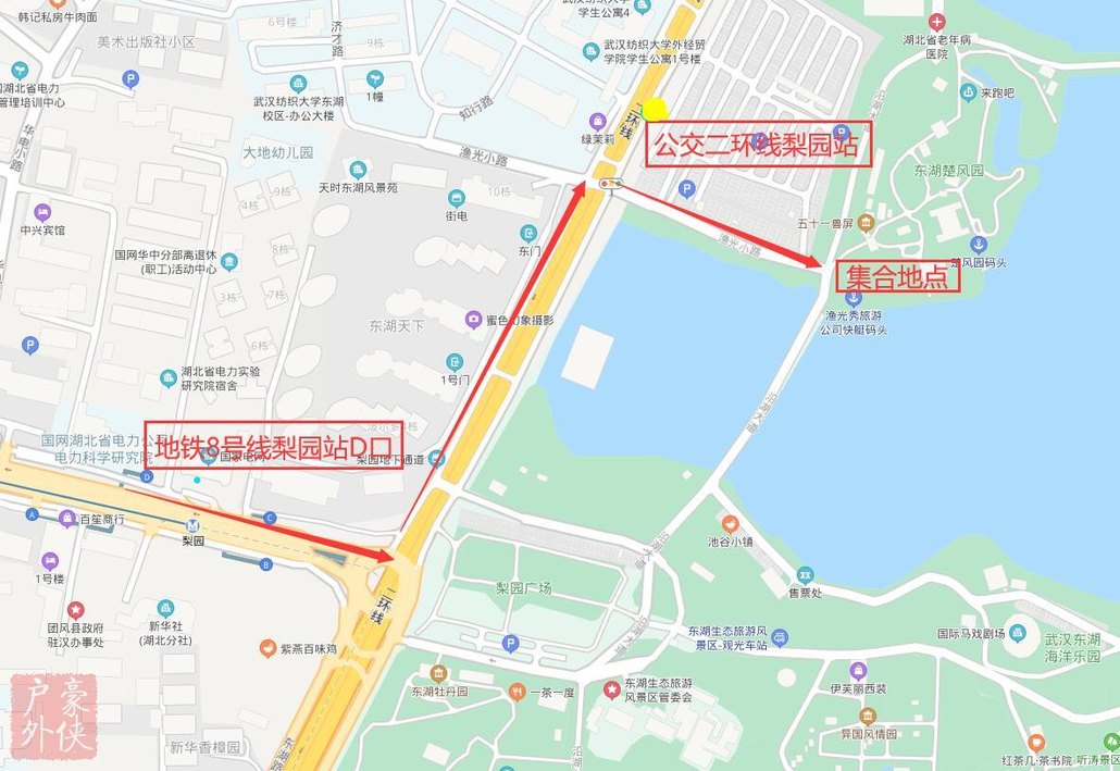 每周三武汉东湖绿道夜骑(遇雨取消) 骑行线路1:湖中道(楚风园-梨园