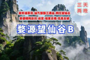 清明3天【婺源望仙谷B】火车｜篁岭油菜花-三清山-望仙谷-景德镇-陶溪川-瑶里古镇-瓷宫-弦高古城