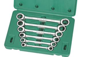 6件套公制全抛光公双梅花棘轮扳手/