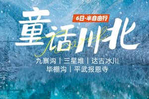 【大美九寨丨6天】8人VIP团 九寨沟 三星堆 毕棚沟 达古冰川 平武报恩寺 古尔沟温泉丨半自由行