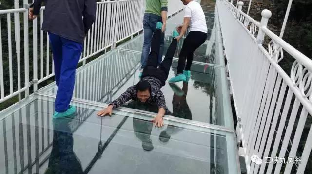三峡九凤谷130米长玻璃桥等你来挑战！爱我，就抱我过去！哈哈……