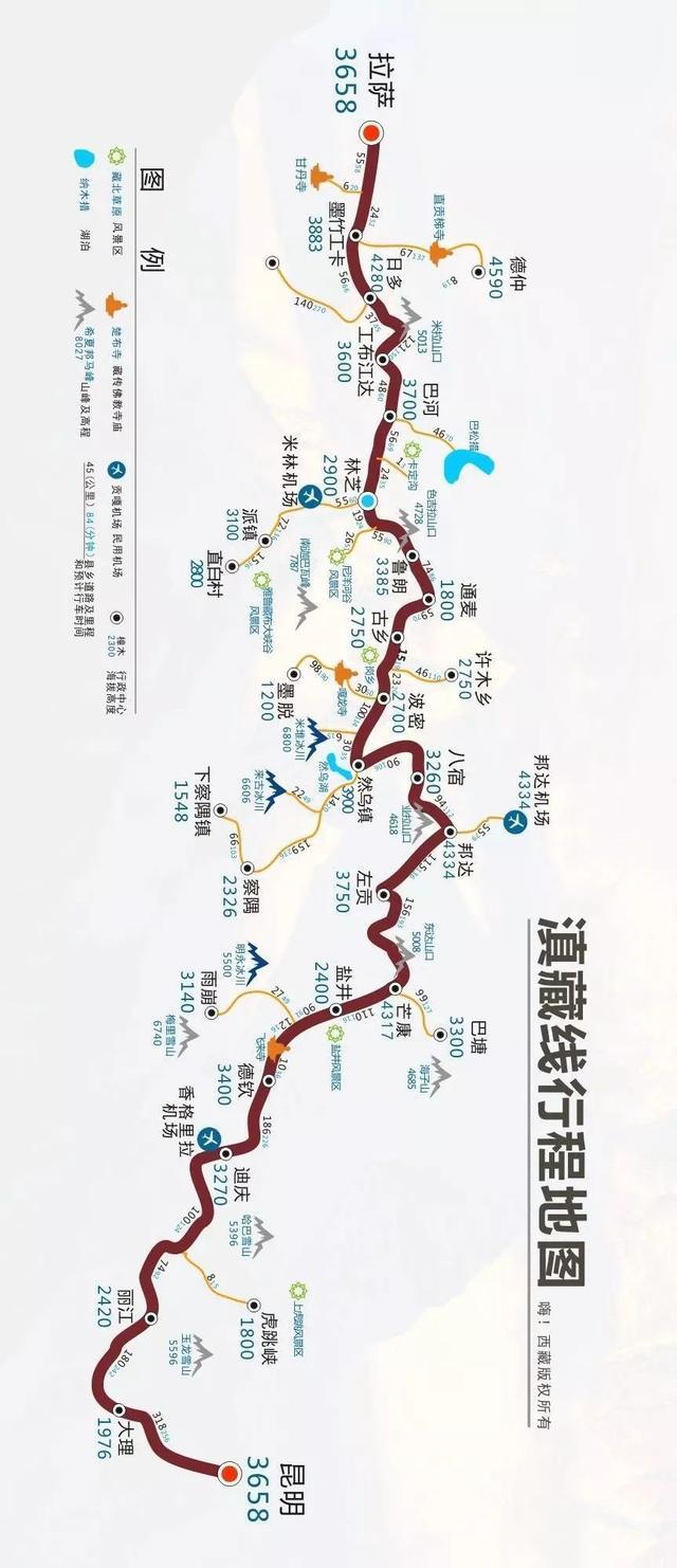 玩转西藏线路大全，高清地图赶紧MARK！