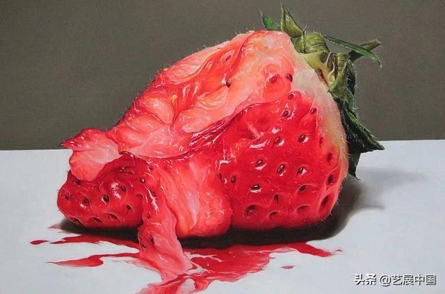 不知名画家画了一粒烂草莓，卖出20万天价，专家：你用放大镜细看