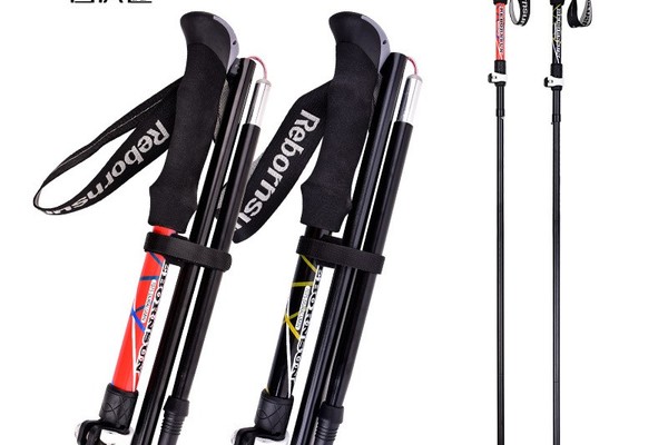 鲁滨逊登山杖折叠款铝合金五节超轻伸缩户外超短越野跑拐徒步手杖