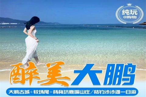 每周六/日：【大鹏1天】杨梅坑+大鹏古城+较场尾+鹿嘴山庄/桔钓沙沙滩一日游