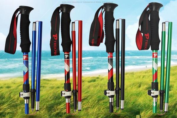 长短自如：5节外锁/折叠伸缩直柄登山杖