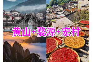 已成团！转发798元起【黄山+婺源】6.18晚-6.20日安徽黄山+婺源篁岭赏求+水墨宏村