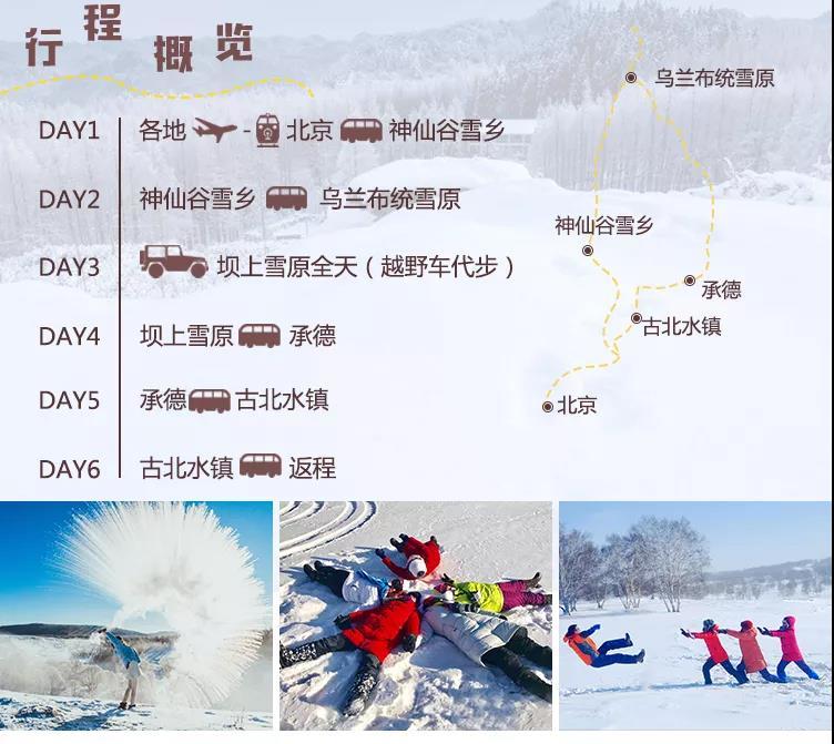 乌兰布统雪原-神仙谷雪乡-司马台长城-古北小镇6日