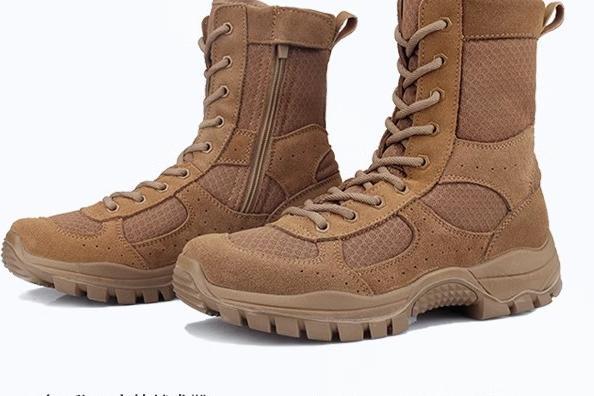 21式棕色作战靴春夏款真皮靴拉练户外作战训靴防水防穿刺侧拉链户外鞋