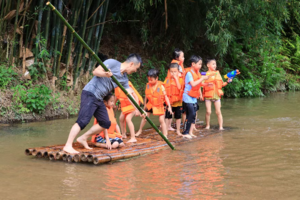 【花都亲子户外1】5月3日花都｜丛林竹溪~双龙戏水战+砍竹、秘制DIY竹筒饭+捉鱼、渡河溜索、飞渡单车、种植专属的小树！