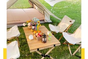 户外蛋卷桌榉木折叠桌露营野营野餐装备用品自驾游便携式实木桌子