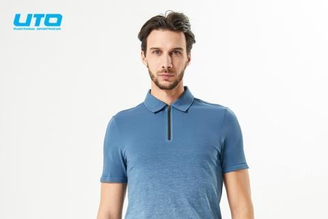 UTO悠途 短袖t恤男装运动上衣2021春夏季新款内搭Polo衫半袖透气速干休闲跑步健身服 松石绿 