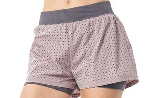 悠途UTO 运动短裤女 防走光假两件运动健身瑜伽压缩短裤女 塑形紧身裤 藕粉色 M