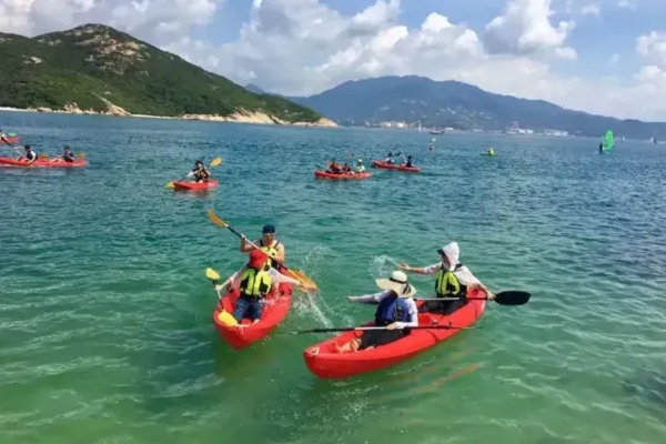 【巽寮湾+双月湾2天】每周六日巽寮湾情人岛浮潜、海上皮划艇、快艇、赶海、蹦床、网红海龟湾、双月湾、双鱼岛露营、磨子石公园