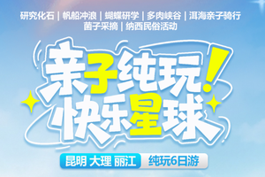 【云南快乐星球6天】双飞双动！寒武纪化石地博物馆-月亮湾白沙滩-亲子‌采菌子体验-玉龙雪山云杉坪