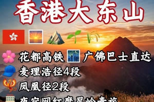 每周末成行！花都广佛高铁直达【香港大东山芒草季2天】麦理浩径4段+凤凰径2段，昂坪草原，住网红摩星岭青年旅舍