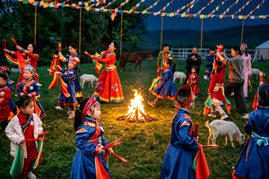 转发联系客服返现！【1天| 蒙古族主题】夜场（4.25/五一）诈马宴、蒙古歌舞表演、蒙古摔跤、篝火筷子舞、羊毛毡DIY