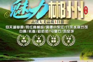 成团了》高铁往返》【魅力郴州3日游】小东江+高椅岭+仰天湖+秘境竹筏九龙水寨+白廊+长卷+裕后街+马皇丘/瓦。报名付定金