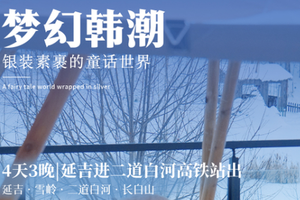 【梦幻韩潮4天】11-2月/春节：长白山 延吉进二道白河高铁站出 延吉-雪岭-长白山