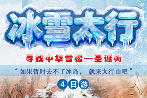 1.1成行【冰雪太行4日】12-3月/元旦春节：4人成团！冰雪太行藏着中华雪松奇观，圣诞氛围感拉满，堪称国内版冰岛子