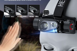 跨境爆亮强光头灯XHP50灯芯智能感应120°调节照明双向充电头灯