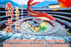 大鱼海棠初溪土楼、泉州蟳浦渔村簪花、海上佛国洛伽寺、梧林古村落小娘惹、西街、开元寺、南少林、钟楼关岳庙三天